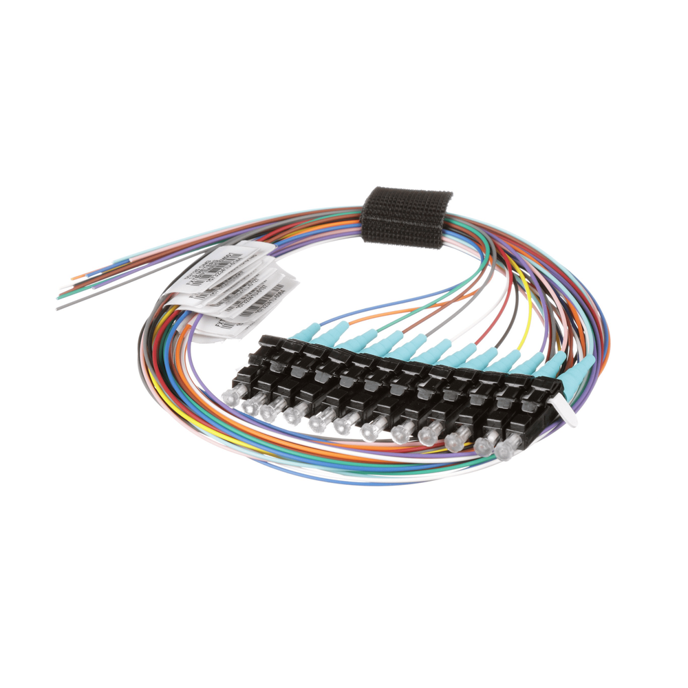 Kit de 12 Pigtails con Conector LC, Multimodo 50/125 OM3, 900um, de 1 Metro (3.28 Pies)