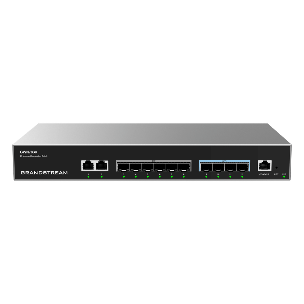 Switch de Agregación Capa 3 GWN7830 / 2 Puertos Gigabit Ethernet / 6 Puertos Gigabit SFP / 4 Puertos 10Gigabit SFP+ / QoS Integrada / Soporte IPv6 e