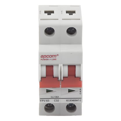 Protección Térmica/ Interruptor 2P, 32A, Corriente Directa 800 Vcc para Aplicación Fotovoltaica Montaje Riel DIN