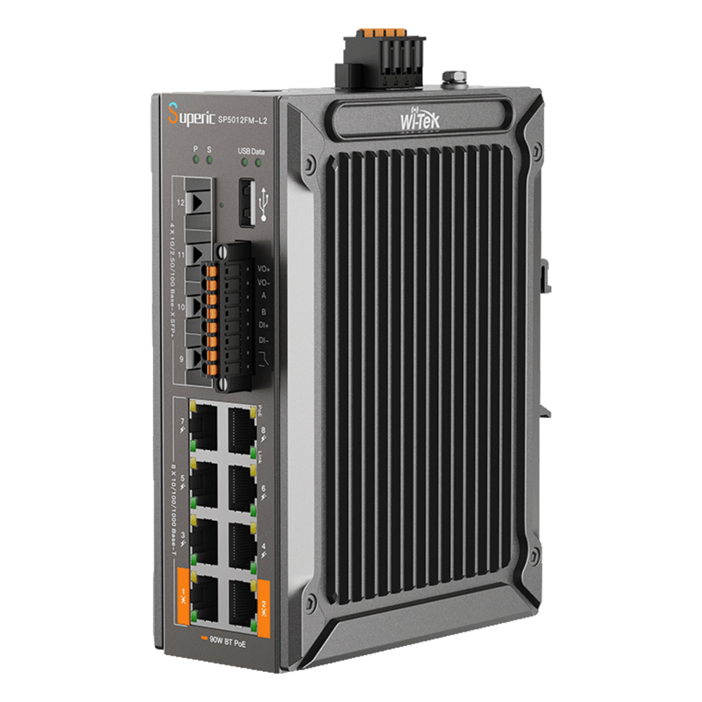 Switch de Red SP5012FM-L2 (V2) / 8 Puertos 10/100/1000Mbps PoE / 4 Puertos SFP 1000M/2.5G/10Gbps / Capacidad de Conmutación 96Gbps / Presupuesto PoE