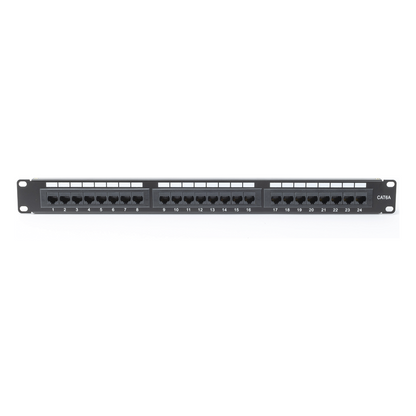 Panel de Parcheo de Impacto (110) UTP de 24 Puertos Cat6A, 19 Pulgadas (48.26 cm), con Barra para Organizar Cables y Espacio para Etiqueta