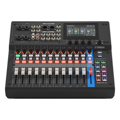 Consola Digital de Audio | 12 Canales | Pantalla Táctil 4.3in | Entradas de Mic/Line y Estéreo | Salidas Análogas y USB | Pads configurables | DSP |