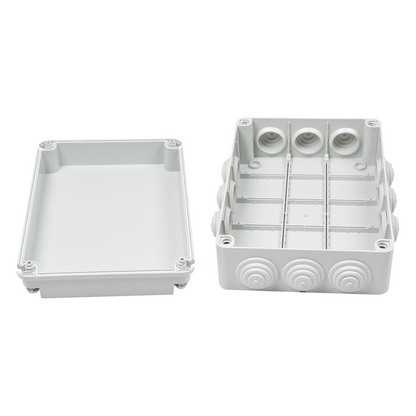 Caja Estanca de PVC Para Derivación y Conexión, 12 Entradas, Tapa Atornillada, 300x220x120 mm (Área interna), Uso Exterior IP55, Material que no