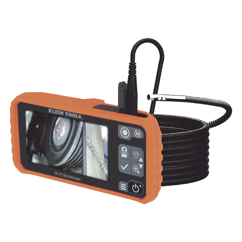 Dual Cámara Boroscopio Pro 5.5mm 720p USB-C/Wi-Fi, y LCD 4.3" a Color, Cuello de Cisne Blindado 10' (3m) con Imán y 6 LED´s. Batería Io-Li