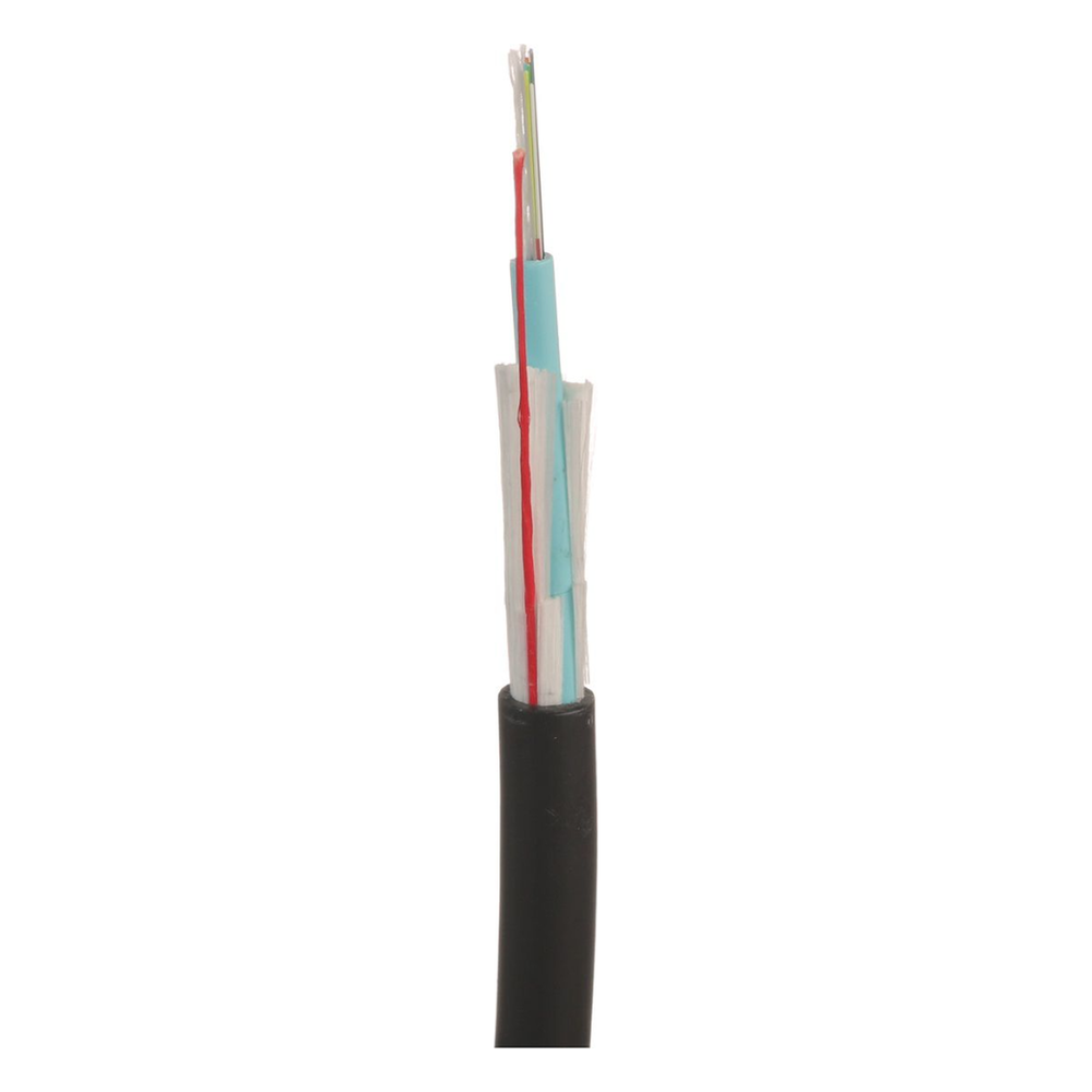 Cable de Fibra Óptica de 12 Hilos, Multimodo OM4 50/125 Optimizada, Interior/Exterior, Loose Tube 250um, No Conductiva (Dieléctrica), OFNR (Riser)