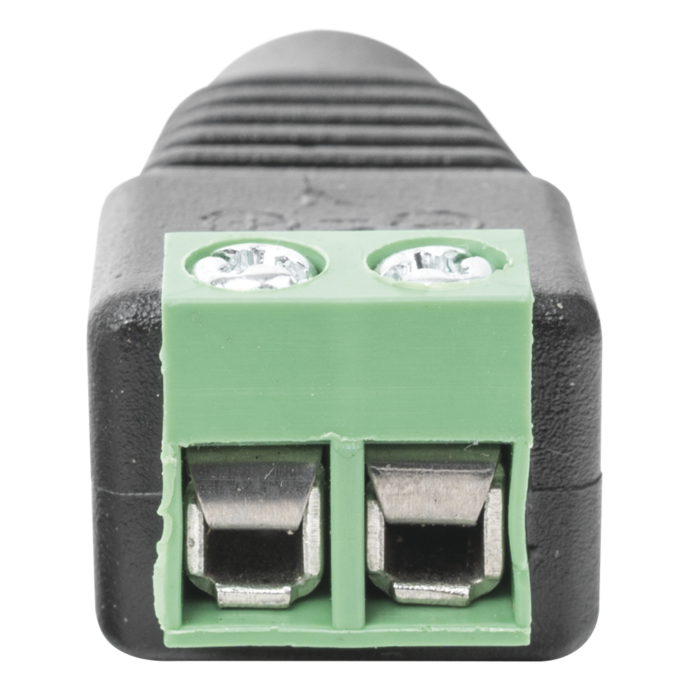 Adaptador Hembra Tipo Jack de 3.5 mm Polarizado de 12 Vcc / Terminales Tipo Tornillo / Polarizado (+/-) / Ideal para Cámaras de Video Vigilancia