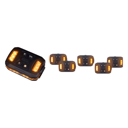Luz Auxiliar Recargable, 26 LEDs, Rojo/Azul/Blanco, Incluye Clip y Base Magnética