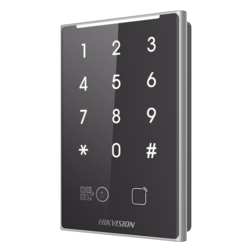 Lector de Tarjetas PROX EM y de Códigos QR / Teclado para Contraseña / Compatible con Controladores DSK2600 Series Hikvision / Comunicación RS485 y