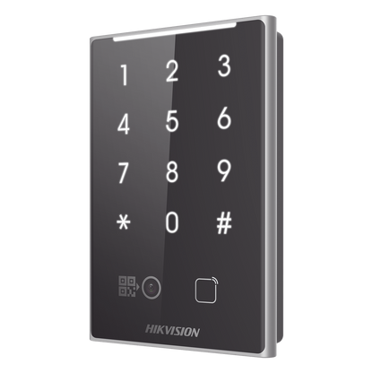 Lector de Tarjetas PROX EM y de Códigos QR / Teclado para Contraseña / Compatible con Controladores DSK2600 Series Hikvision / Comunicación RS485 y