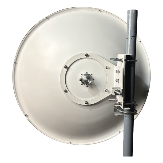 1 Antena Direccional Dual-Polaridad MLO Alto Rendimiento / diámetro de 39.6 cm / 4.9-7.2 GHz / Ganancia 27 dBi / SLANT de 45 ° o 90 ° / Conector