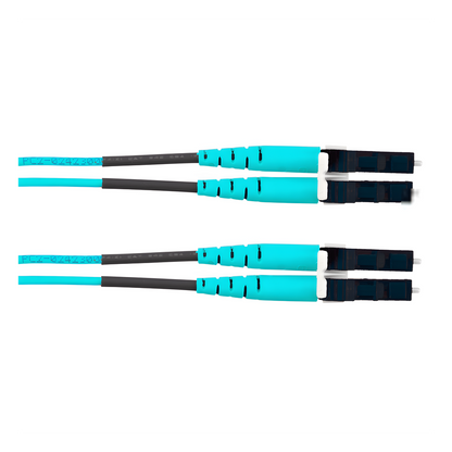 Jumper de Fibra Óptica Multimodo 50/125 OM4, LC-LC Duplex, OFNR (Riser), Color Aqua, 18 Metros (59.06 Pies)