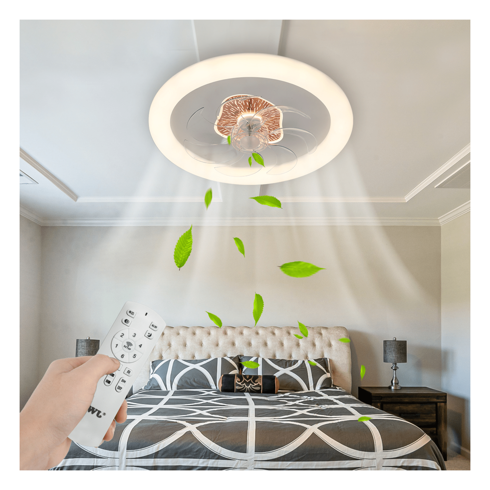 Ventilador de Techo con Luminario LED de 110 V CA 50/60 Hz / 88 W / 3 Tonos de Luz (6500 - 4 000 - 2 700 K) / Diámetro 500 mm / 6 Velocidades