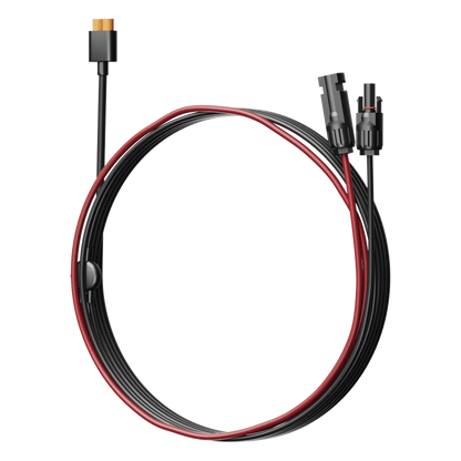 Cable 2.5 m, Negro, Calibre 12 AWG con Terminales MC4 Macho y Hebra para Terminal XT60