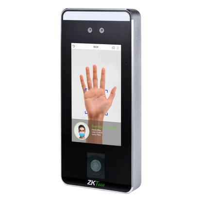 Terminal Biométrico de Reconocimiento Facial / QR Code / Palm Vein / Detección de Mascarillas / Touchless / 5" Touch Screen / 6000 Plantillas