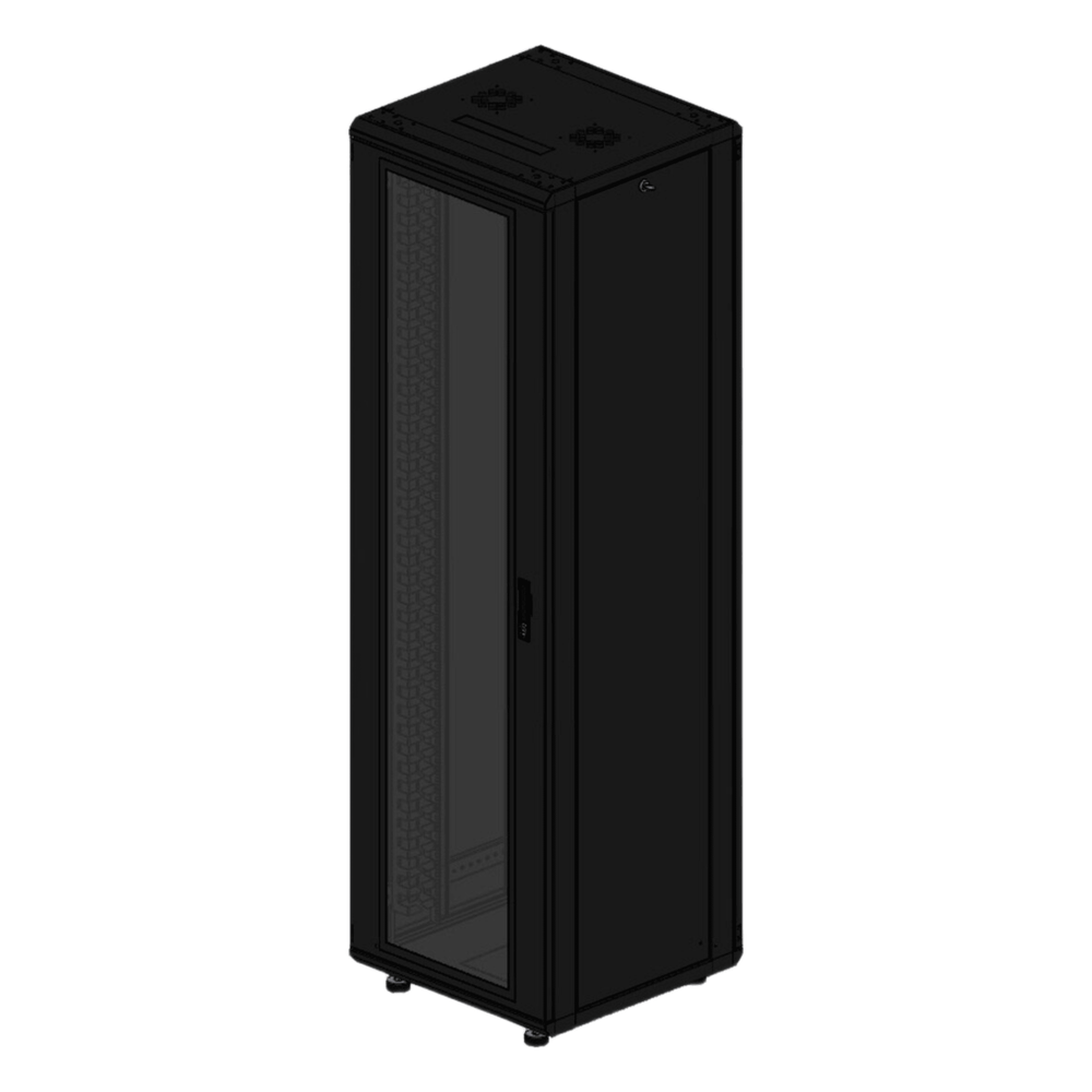 Gabinete rackeable de piso de 42U, compatible con estándar 19 pulgadas, equipado con puerta frontal de cristal para una mejor visibilidad y