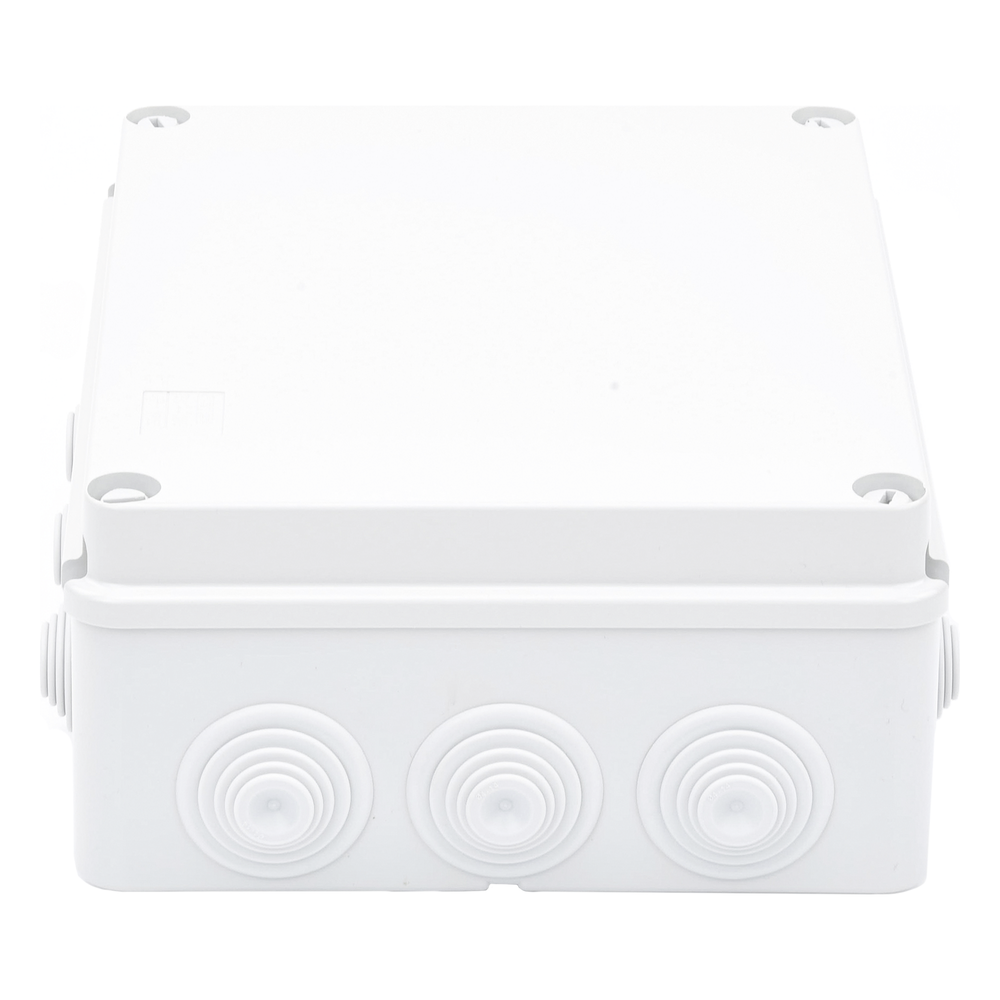 Caja Estanca de PVC Para Derivación y Conexión, 12 Entradas, Tapa Atornillada, 240x190x90 mm (Área interna), Uso Exterior IP55, Material que no