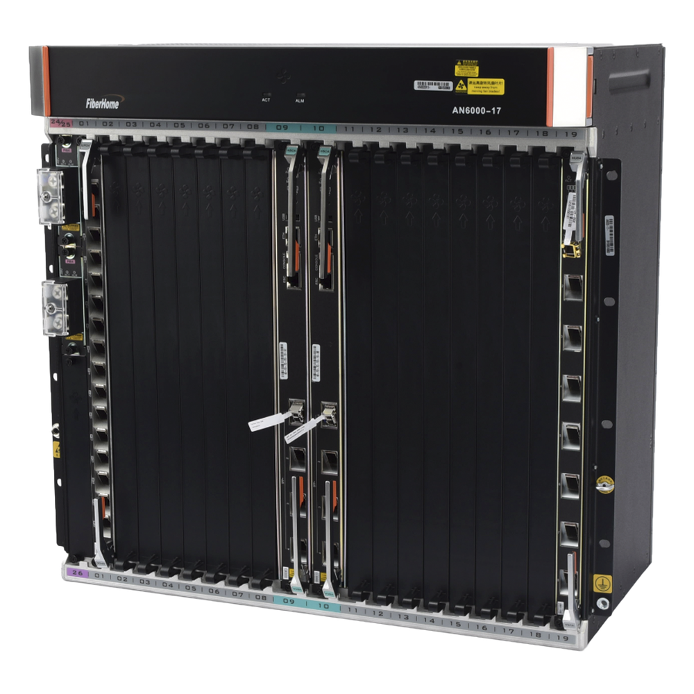 OLT Carrier Class Modular GPON, 16 Ranuras de Servicio, Incluye 1 Tarjeta de Servicio, crecimiento hasta 256 puertos GPON o 128 XGPON, Gestión por