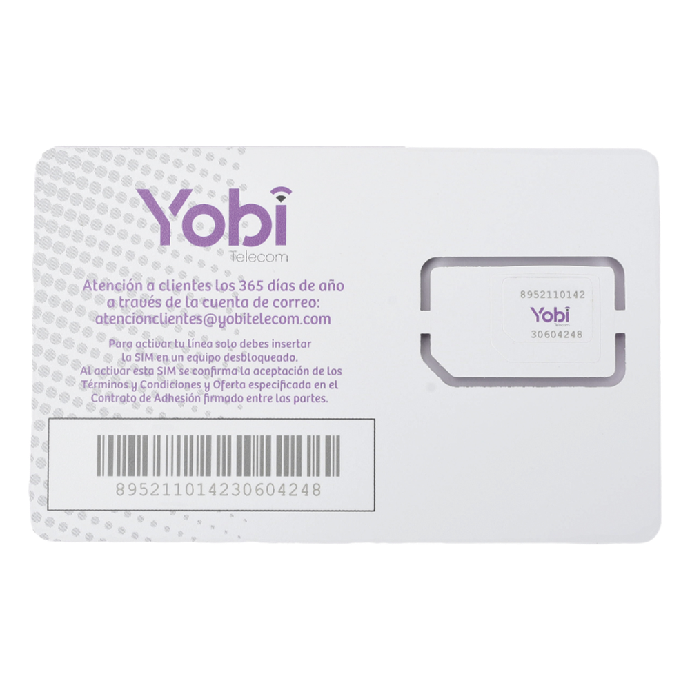 SIM Yobi para dispositivos móviles 3G/4G con recarga de 5GB cada mes durante 1 año de servicio (solo datos)