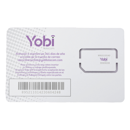 SIM Yobi para dispositivos móviles 3G/4G con recarga de 5GB cada mes durante 1 año de servicio (solo datos)