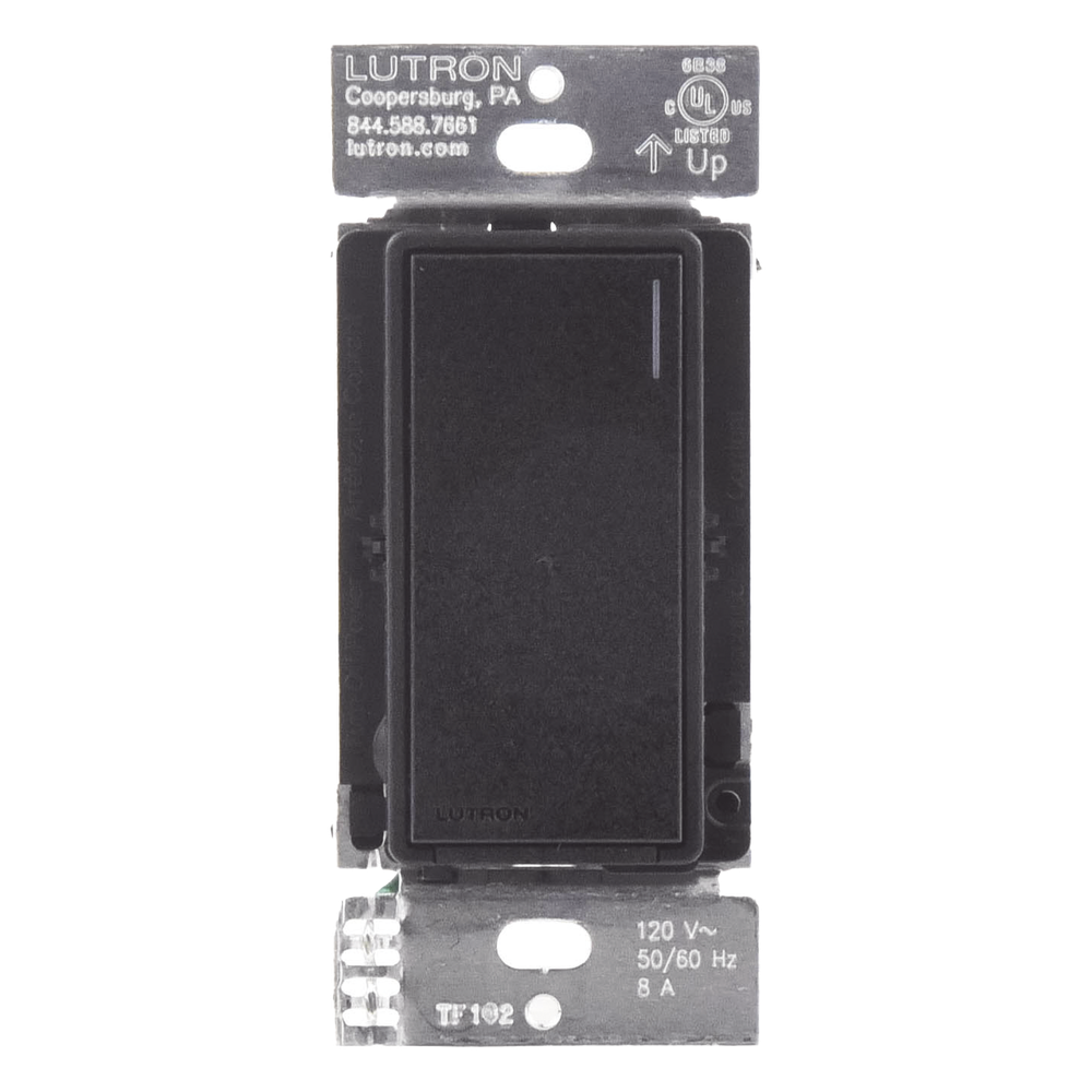 Apagador electrónico Sunnata de encendido y apagado, 8 A en iluminación y motores de 1/4 HP a 120 V, requiere neutro, color negro Midnight satinado