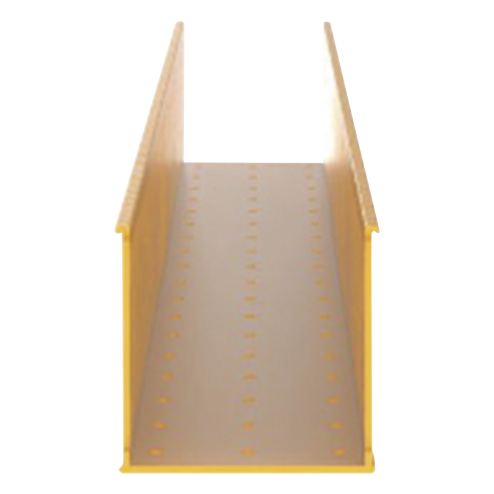 Canaleta Ranurada de PVC sin Tapa, Fiber-Duct™, 4 in de Ancho, 4 in de Alto y 1828.8 mm de Largo, Color Amarillo