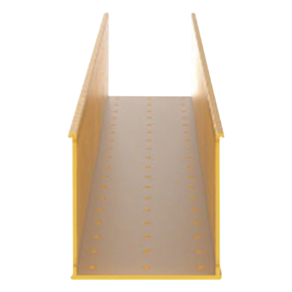 Canaleta Ranurada de PVC sin Tapa, Fiber-Duct™, 4 in de Ancho, 4 in de Alto y 1828.8 mm de Largo, Color Amarillo