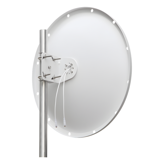 Antena Direccional con Frecuencia Extendida / 4.8 - 6.5 GHz / 28 dBi / Jumper incluido con conector SMA-Macho Inverso / Polaridad en 90º y 45º