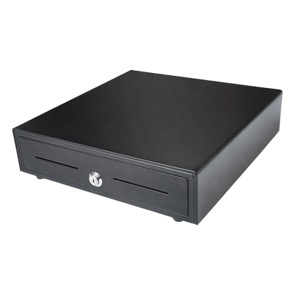 Cajón para Efectivo / Serie EK / Electrónico RJ11 / 5 Billetes + 8 Monedas / Gripper Metálico / Base para ECR / 410 mm
