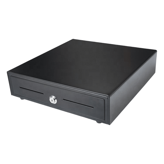 Cajón para Efectivo / Serie EK / Electrónico RJ11 / 5 Billetes + 8 Monedas / Gripper Metálico / Base para ECR / 410 mm
