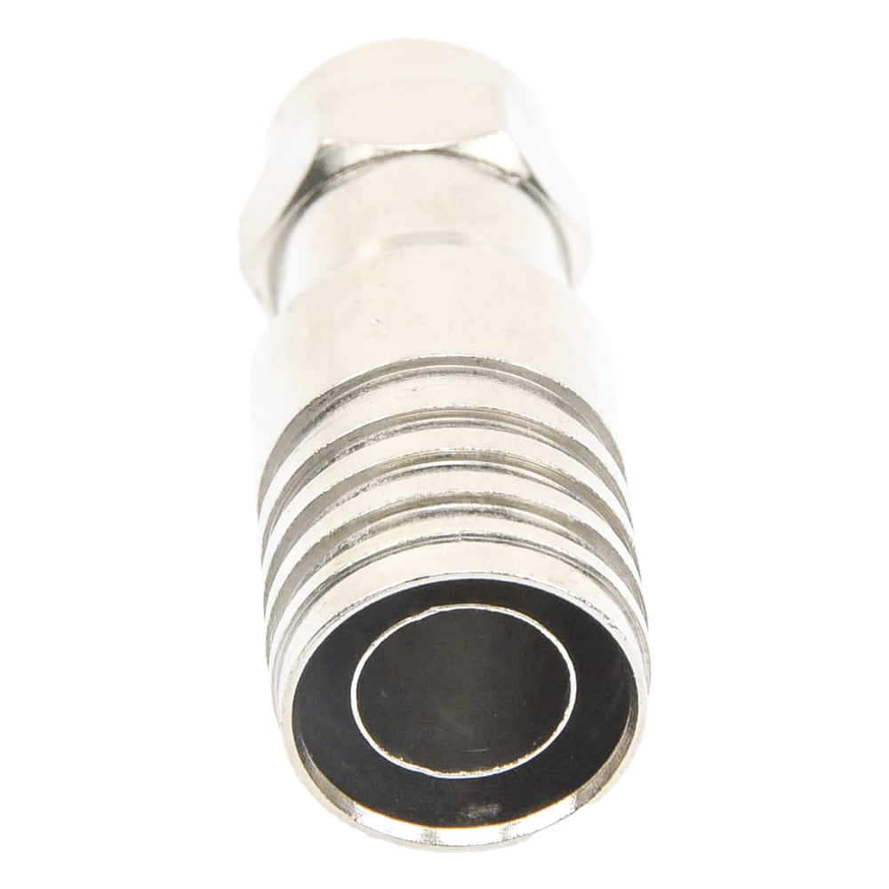 Conector F Macho en 75 Ohm, Plegable para Instalar en Cables Coaxiales RG-11, Cuerpo de Bronce-Niquelado/ Teflón