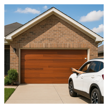 Puerta de Garage de Alta Calidad / Estilo Americano / Acabado Laminado PREMIUM / Color Madera Clara / 20x9 Pies.