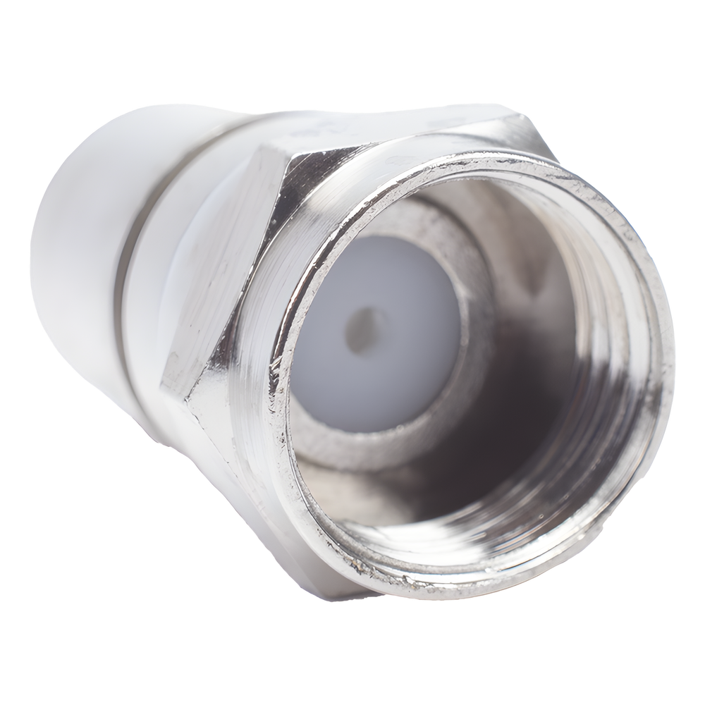 Conector F Macho, Plegable con PIN para Cable RG-6, Cuerpo de Bronce Niquelado