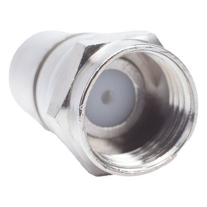 Conector F Macho, Plegable con PIN para Cable RG-6, Cuerpo de Bronce Niquelado