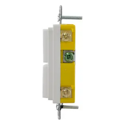 Interruptor Residencial 15 A 120-277 V, con 2 Bases Unipolares, Cableado lateral, Color Blanco.