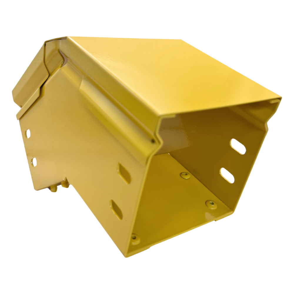 CHFIBER Curva Vertical Exterior de 45° de Aluminio para Fibra Óptica, 4" de Peralte, 4" de Ancho y Radio de 8", con Pintura Epóxica Amarilla, Incluye