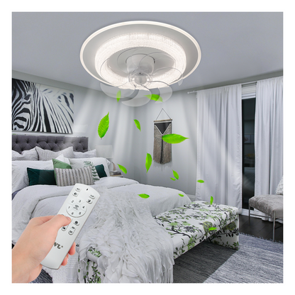 Ventilador de Techo con Luminario LED de 110 V CA 50/60 Hz / 88 W / 3 Tonos de Luz (6500 - 4 000 - 2 700 K) / Con giro 360° / Diámetro 495 mm / 6