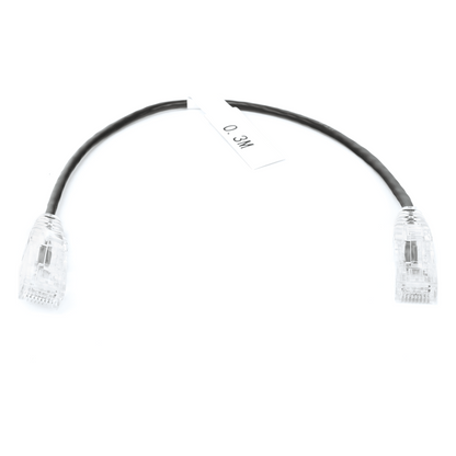Cable de Parcheo Slim UTP Cat6 - 30 cm (11.81 Pulgadas) Negro Diámetro Reducido (28 AWG)