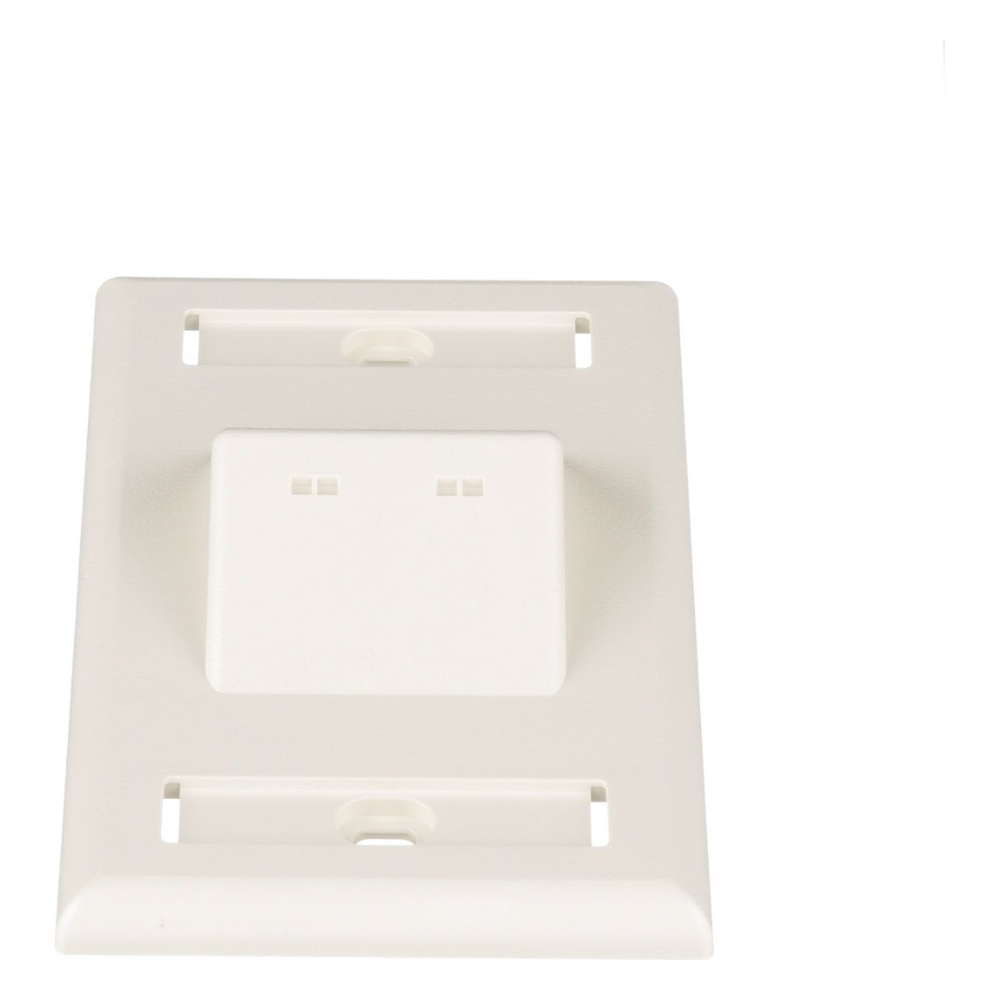 Placa de Pared Vertical Clásica, Salida Para 2 Puertos Mini-Com Inclinados, Con Espacios Para Etiquetas, Color Blanco Mate