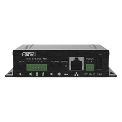 Gateway para Voceo IP/SIP, Entrada de audio (3.5mm), salida de amplificador integrado de hasta 30W, puerto USB (reproducción de MP3),