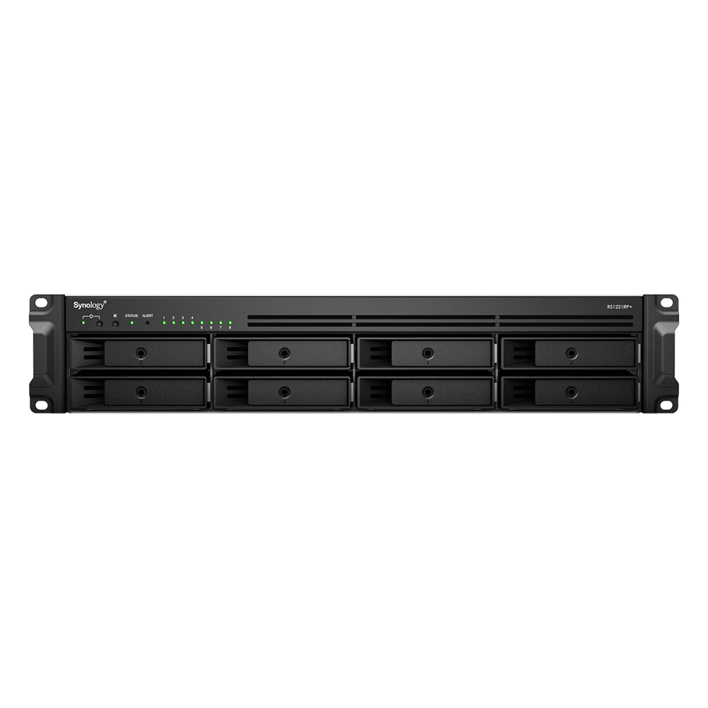 Servidor de Almacenamiento en Red Synology RackStation RS1221RP+ | 8 Bahías | Expandible a 12 Bahías | CPU AMD Ryzen V1500B | 4 GB DDR4 ECC | RAID