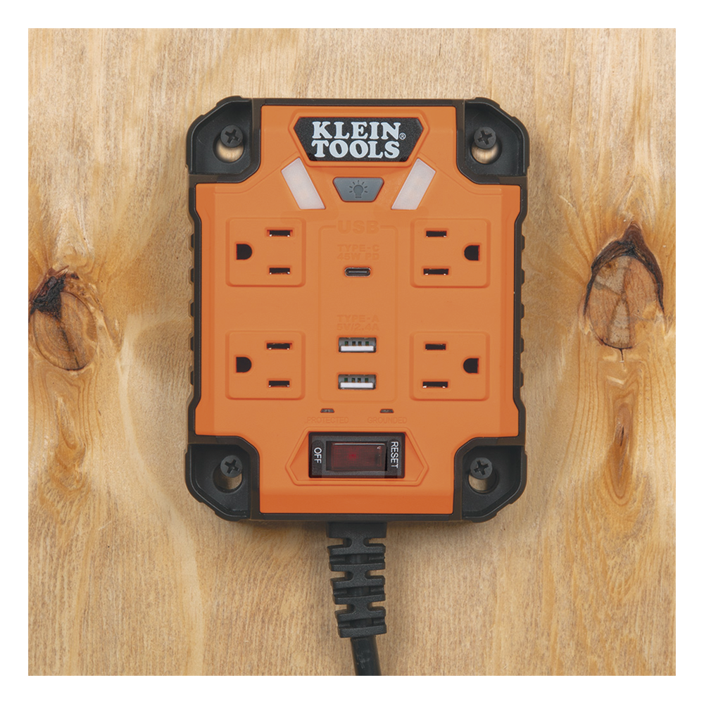 Multicontacto Powerbox 1, con 4 Salidas 120 Vca, 2 USB-A / 1 USB-C, Luces LED Integradas y Soporte Magnético