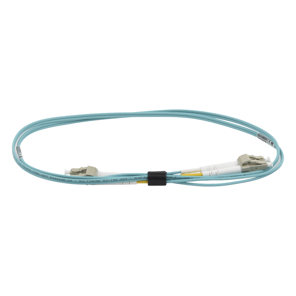 Jumper de Fibra Óptica Multimodo 50/125 OM3 XGLO, LC-LC Duplex, OFNR, Color Aqua, 1 Metro (3.28 Pies)