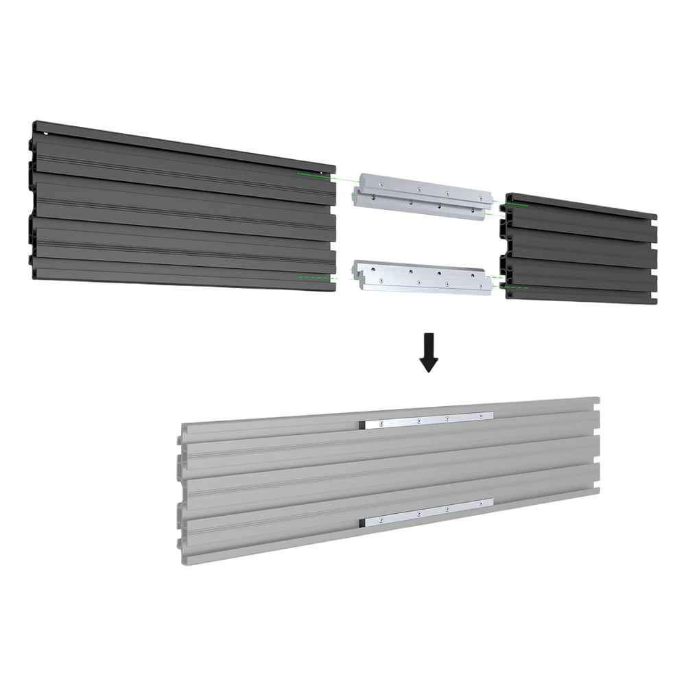 Accesorio_ Riel de Aluminio con Longitud 1750 mm | Ancho 120 mm| Espesor 9 mm | Incluye Tapas y Tornillos | Compatible con estructura para Videowall