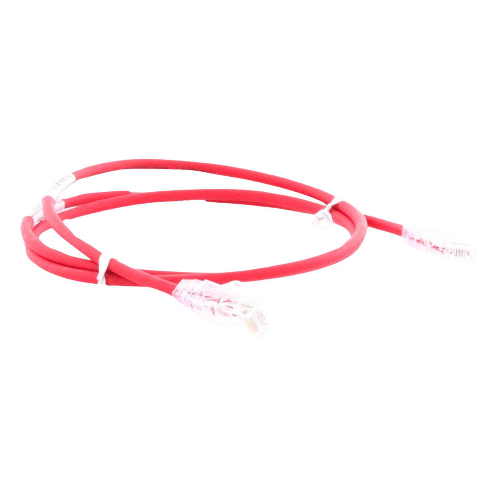 Cable de Parcheo TX6, UTP Cat6, Diámetro Reducido (28AWG), Color Rojo, 0.61 Metros (2 Pies)
