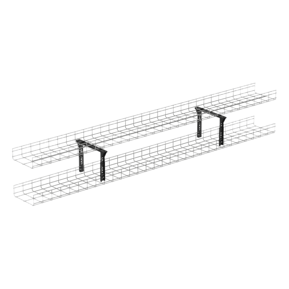 Soporte Tipo Trapezoidal Apilable, para Charolas Wire Basket de 300 mm (12 pulgadas) de Ancho, Color Negro.