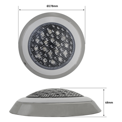 Luminario Sumergible RGB / 18W / 2340 lm / IP68 / Ø290mm x 62mm / Uso Exterior / Transformador JPY-50