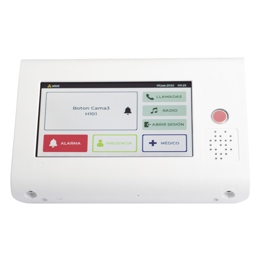 Terminal Inteligente para Habitación Hospitalaria / Pantalla Táctil 7" / RFID 125 kHz / VoIP SIP / PoE IEEE 802.3af / Bus RS485 / Carcasa