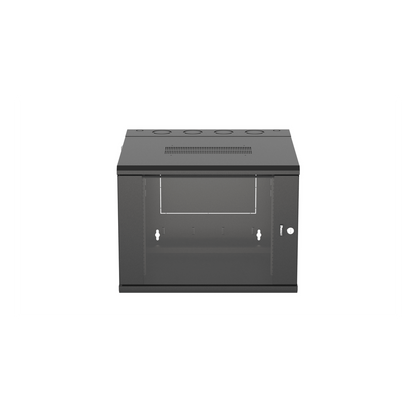 Gabinete PanZone de Montaje en Pared, de 19in, Puerta con Ventana de Seguridad, 9 UR, 635mm de Profundidad, Color Negro