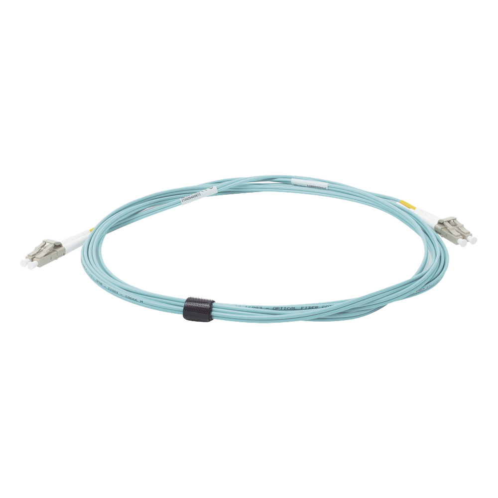 Jumper de Fibra Óptica Multimodo 50/125 XGLO OM3, LC-LC Duplex, OFNR, Color Aqua, 5 Metros (16.40 Pies)