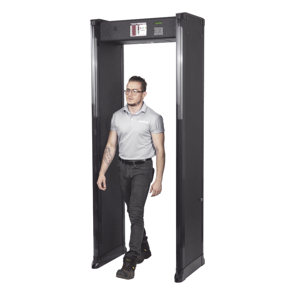 Arco Detector de Metales de 6 Zonas para Intemperie con Anclaje para Fijarse al Piso. Incluye Sensor IR para evitar falsas Alarmas / Certificado por